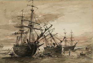 Coal Brigs on Brighton Beach, c.1824 by John Constable
